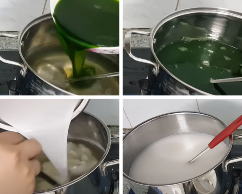 Cách làm rau câu lá dứa nước cốt dừa 5