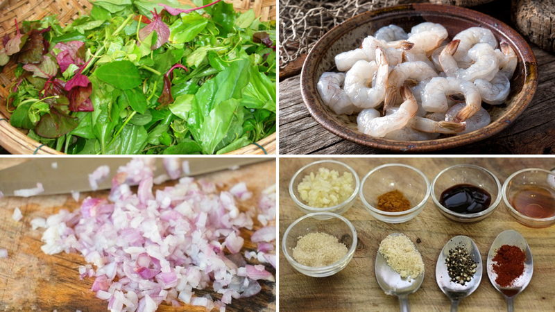 Nguyên liệu nấu canh rau tập tàng nấu tôm