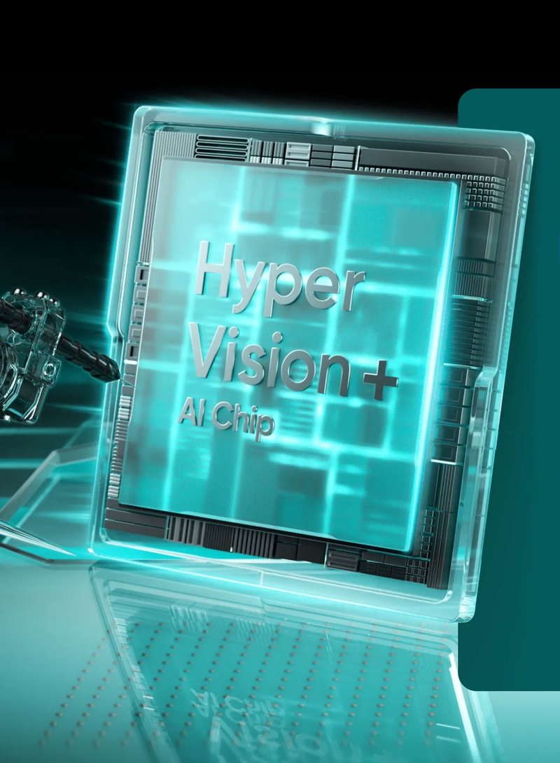 Chip Hyper Vision+ AI hỗ trợ xử lý hình ảnh, nội suy khung hình và nâng độ phân giải bằng AI.