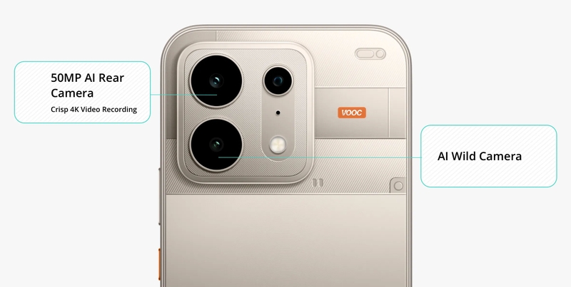 realme P4s 5G có camera chính 50 MP hỗ trợ OIS và camera góc siêu rộng 8 MP.