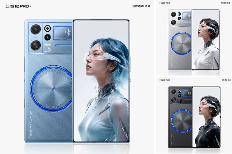 REDMAGIC 12 Pro+ xuất hiện với ba phiên bản màu, nổi bật với thiết kế mặt lưng phẳng và cụm camera không lồi.