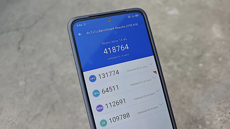 Redmi Note 14 bản 4G có điểm AnTuTu thấp hơn