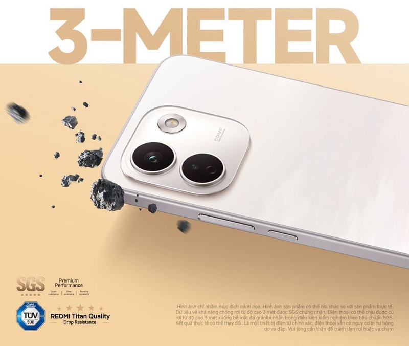 REDMI Note 17 Pro 5G và REDMI Note 17 Pro Max 5G được tăng cường độ bền, với khả năng chịu va đập từ độ cao 3 m theo thử nghiệm của hãng.