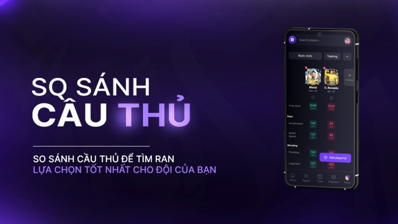 So sánh chỉ số cầu thủ rõ ràng, trực quan