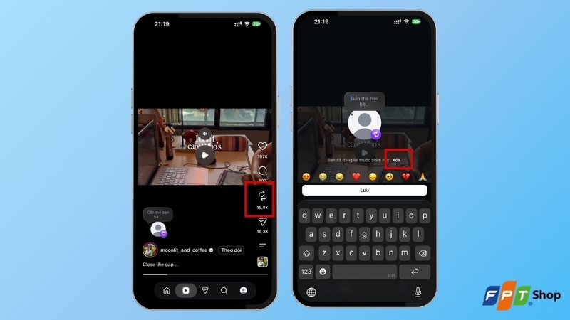 Xóa bài repost trên Instagram