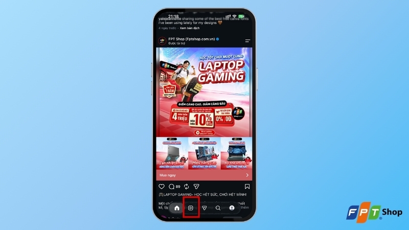 Mở Reels muốn đăng lại trên Instagram