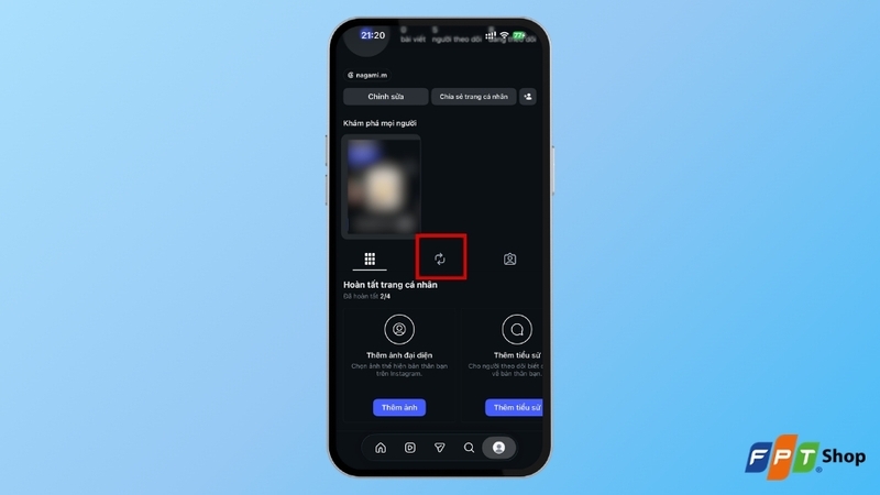Truy cập tab Reposts trên Instagram