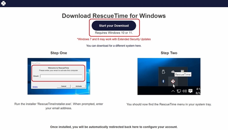RescueTime hỗ trợ chạy trên Windows 10 và Windows 11
