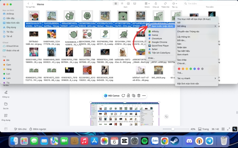 Chọn đồng thời các ảnh muốn resize bằng cách bôi đen