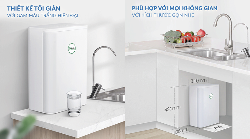 Máy lọc nước RO A.O. Smith S600 với thiết kế nhỏ gọn và hiện đại
