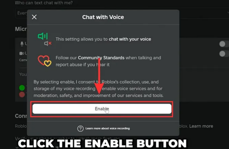 Cho phép Roblox truy cập micro của bạn