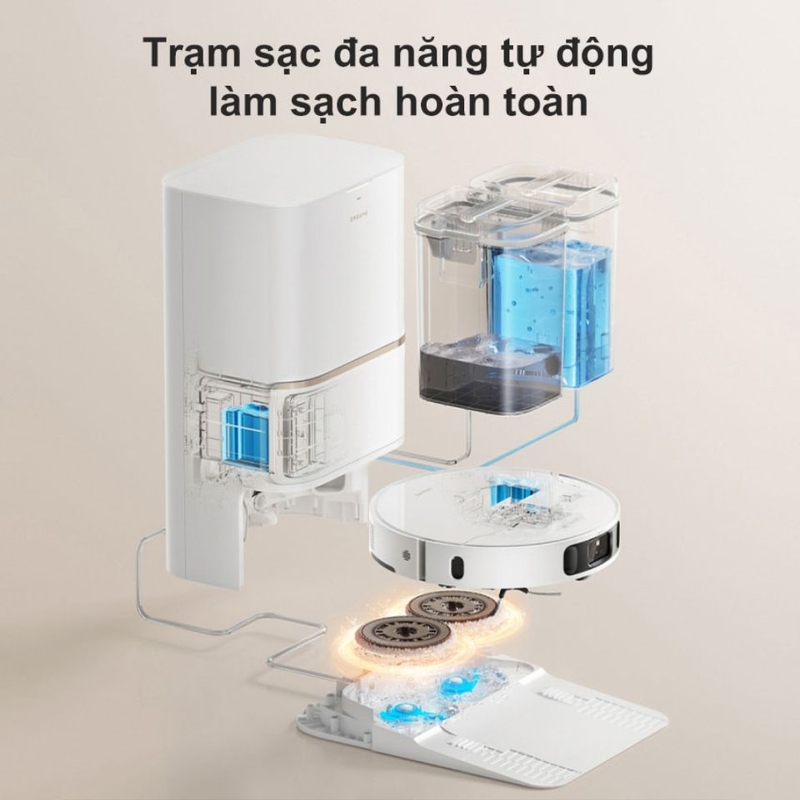 Trạm sạc đa năng hỗ trợ loại bỏ mọi vết bẩn bằng nước nóng