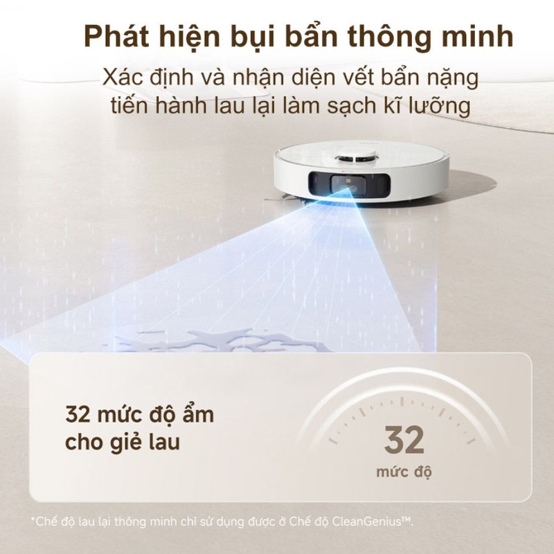 Camera AI trên Dreame L30S Ultra giúp nhận diện vết bẩn chính xác