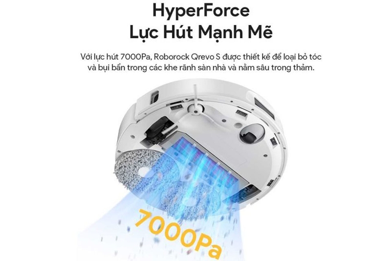 Robot hút bụi lau nhà Roborock Q Revo S với lực hút mạnh mẽ 7000Pa