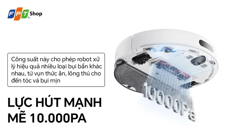 Robot hút bụi với lực hút 10.000 Pa