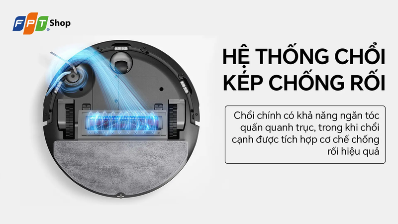 Robot hút bụi có trang bị chổi chống rối