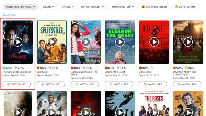 Truy cập Rotten Tomatoes và chọn bộ phim bạn muốn xem
