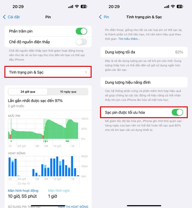 Sạc pin được tối ưu hóa trên iPhone ảnh 6