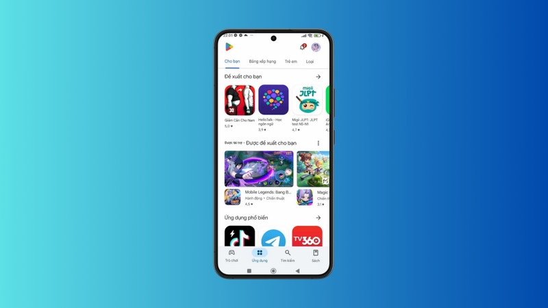 Truy cập vào CH Play từ màn hình chính