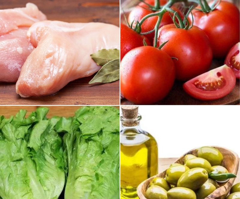 Nguyên liệu cần chuẩn bị cho salad gà nướng