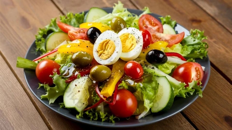 salad trứng và dưa chuột muối 6