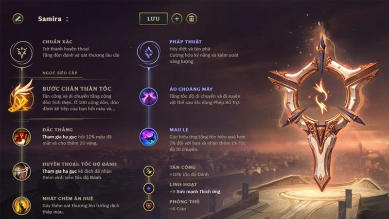 Cách build bảng ngọc tốc độ cho Samira