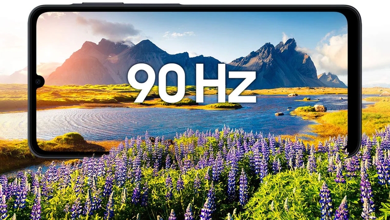 Galaxy A07s trang bị màn hình 6,7 inch, tần số quét 90 Hz.