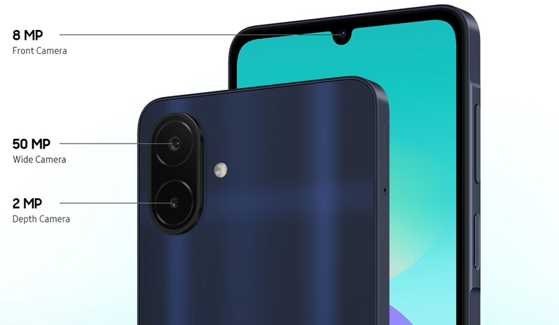 Galaxy A08 4G sử dụng camera chính 50 MP, đi kèm camera đo độ sâu 2 MP và camera trước 8 MP.