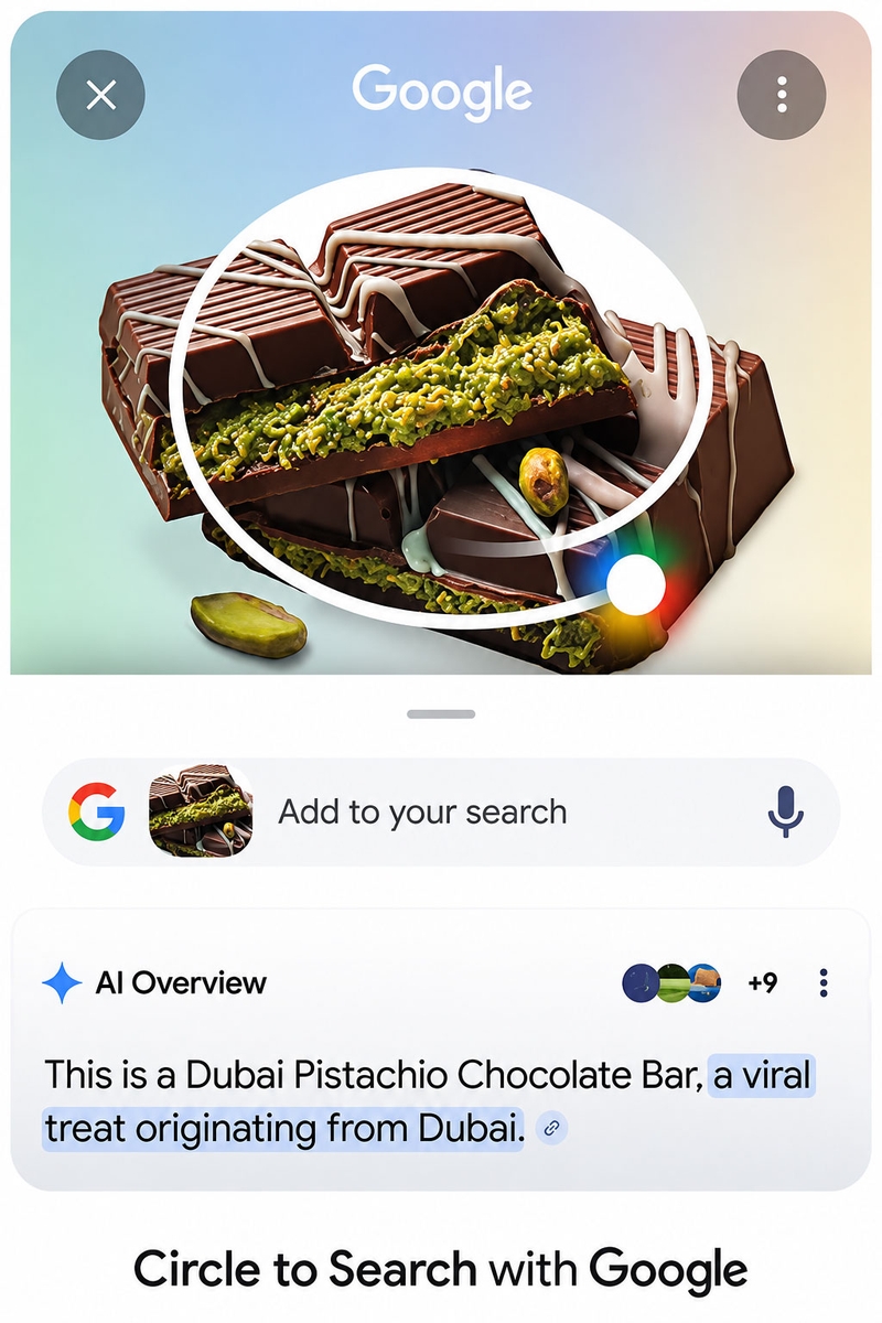 Circle to Search trên Galaxy A08 4G cho phép khoanh vùng nội dung trên màn hình để tìm kiếm nhanh bằng Google.
