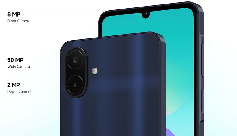 Galaxy A08 sở hữu camera chính 50 MP, cảm biến độ sâu 2 MP và camera trước 8 MP.