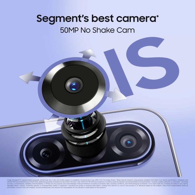 Công nghệ OIS trên camera 50 MP giúp Galaxy F70 5G hạn chế nhòe hình do rung tay khi chụp ảnh.