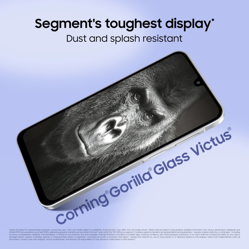 Màn hình Galaxy F70 5G sử dụng kính Gorilla Glass Victus, giúp tăng khả năng chống trầy xước.