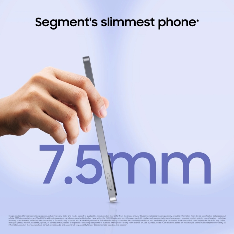 Độ mỏng 7,5 mm giúp Galaxy F70 5G thuận tiện hơn khi cầm nắm và mang theo.