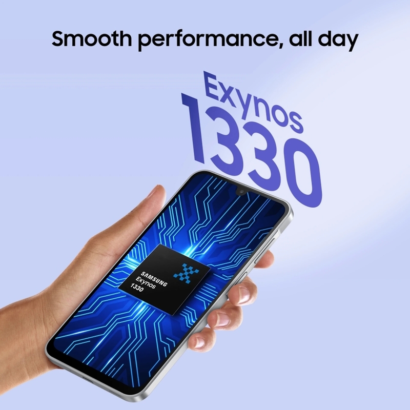 Chip Exynos 1330 đảm nhiệm khả năng xử lý các tác vụ hằng ngày trên Galaxy F70 5G.