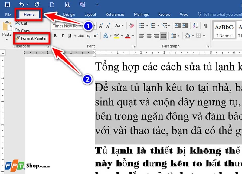 Cách sao chép định dạng đoạn văn Word - 05