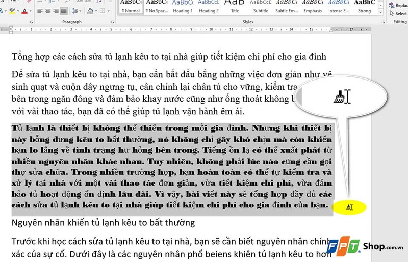 Cách sao chép định dạng đoạn văn Word - 04