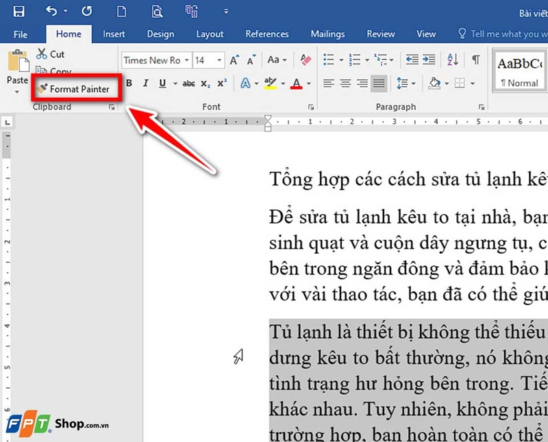 Cách sao chép định dạng đoạn văn Word - 03