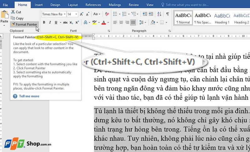 Cách sao chép định dạng đoạn văn Word - 02