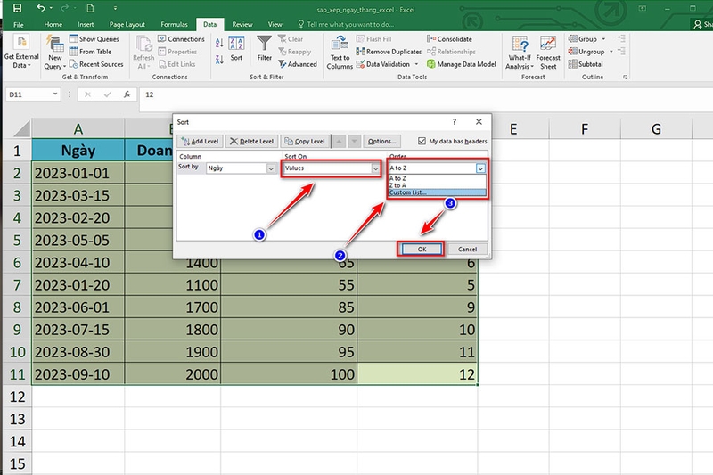 Sắp xếp thời gian trong Excel - Ảnh 09