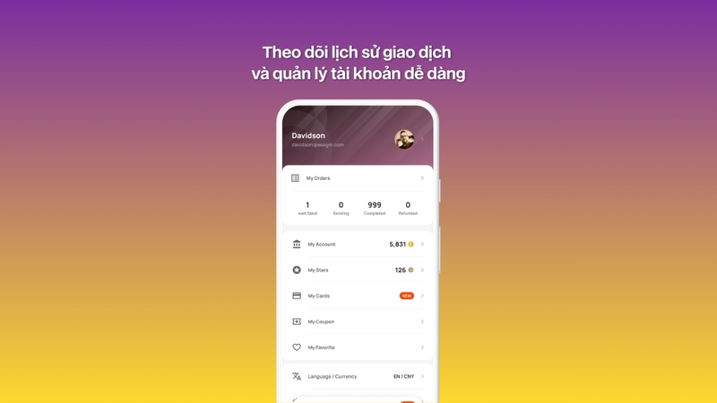Theo dõi lịch sử giao dịch và quản lý tài khoản dễ dàng