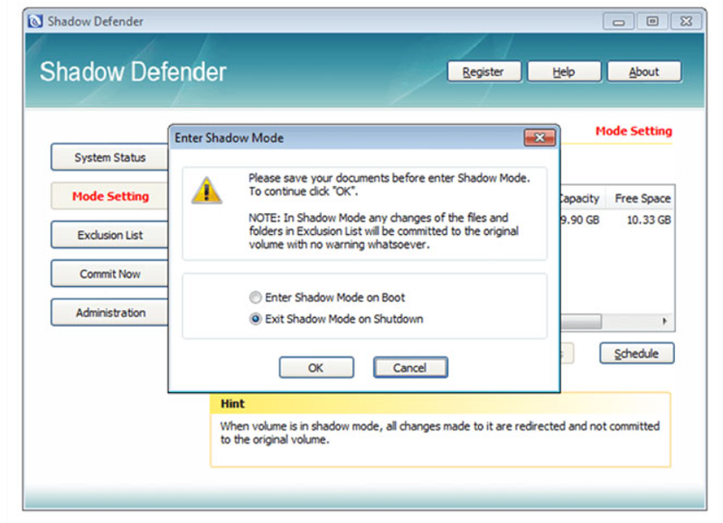 Continue Shadow Mode after reboot