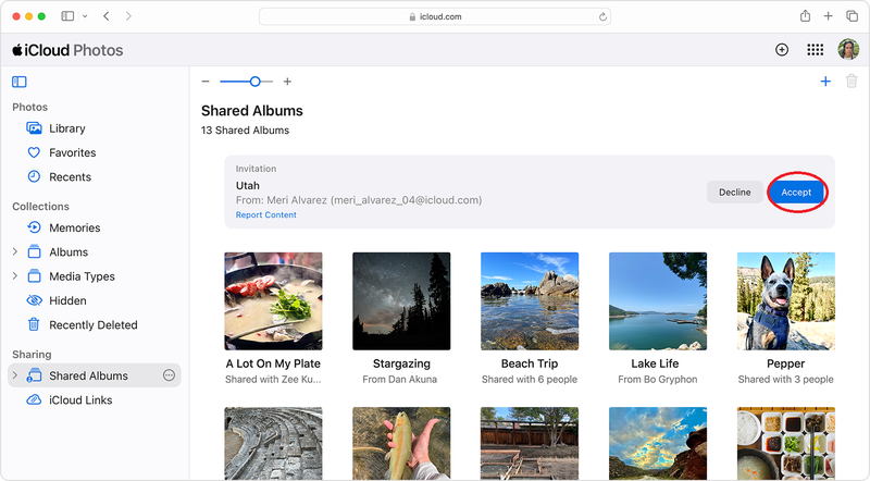 Cách tham gia Album được chia sẻ