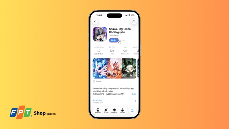 Nhấn Nhận để tải game về thiết bị
