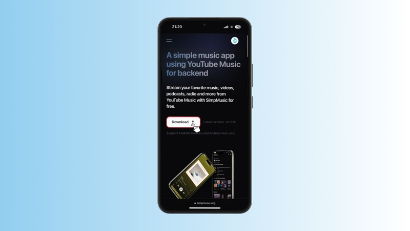 Nhấn vào mục Download để tải xuống file APK của ứng dụng