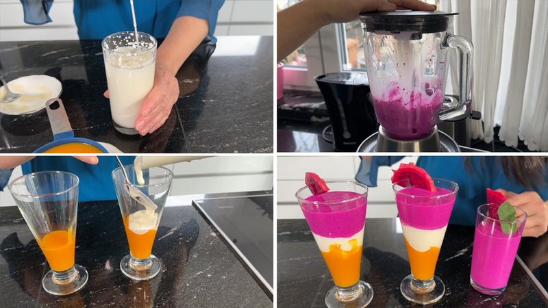 Thành quả ly sinh tố xoài thanh long cực đẹp mắt