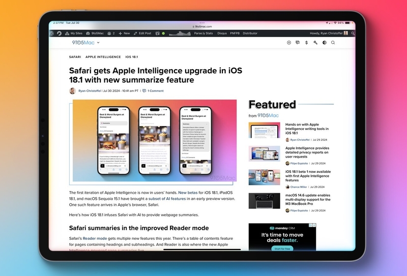 Siri mới với Apple Intelligence trên iOS 18.1 Beta 1