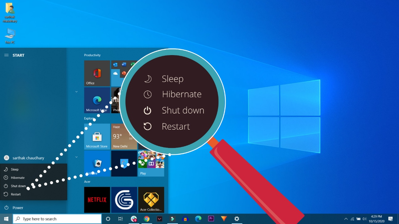 Cách sử dụng Sleep hoặc Hibernate