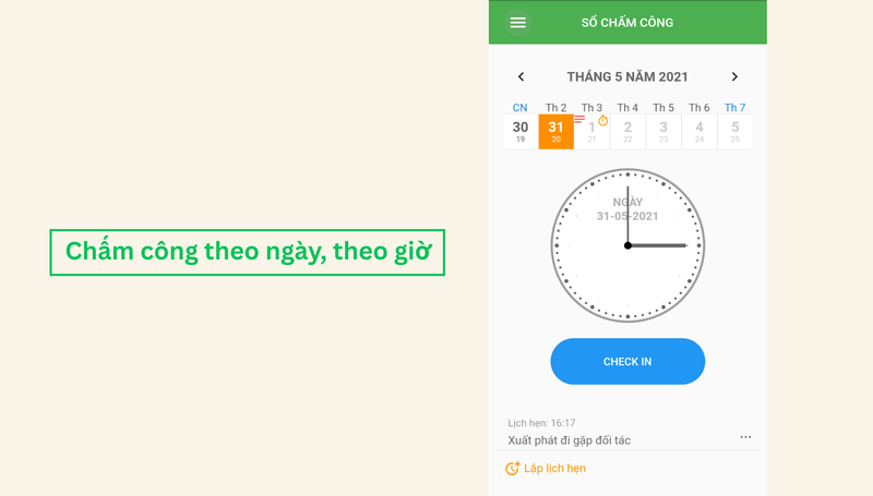 Chấm công theo ngày, theo giờ