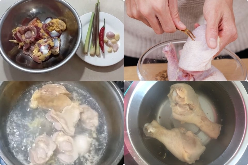 sơ chế nguyên liệu bánh ướt lòng gà Đà Lạt