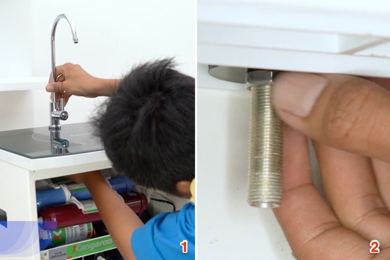 Siết chặt ốc để cố định vòi